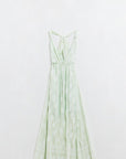 Midi Halter Dress in Mint Leaf Print With Lurex Details