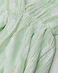 Midi Halter Dress in Mint Leaf Print With Lurex Details