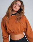 Oversized Cropped Sweatshirt in Camel