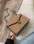 Scrub Leather Chain Rivet Lock Shoulder Bag