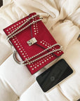 Scrub Leather Chain Rivet Lock Shoulder Bag