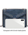 Scrub Leather Chain Rivet Lock Shoulder Bag