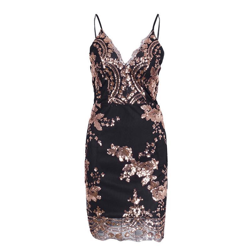 Backless v Neck Sequin Party Dress - Toi ‘n’ Moi Ltd