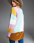 Relaxed Multicolor Diagonal Stripe Sweater With Boat Neck in Pastel Colors