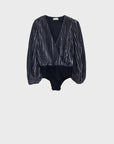Shiny Glitter Body With Deep V-Neck in Silver