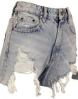 Women's Light Wash ripped Denim Shorts Hot Pants-2