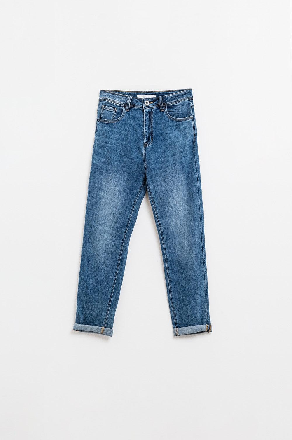 Skinny Stretchy Jeans With Five Pockets in Dark Wash
