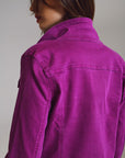 Slim Denim Trucker Jacket in Fuchsia