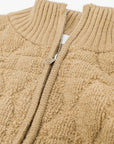 Soft Chunky Knit Bomber Jacket in Camel Color