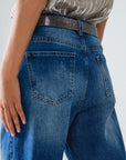 Straight Distressed Jeans With Paint Stains Details