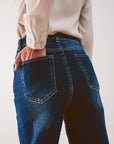 Straight Leg 90s Jeans With in Dark Blue