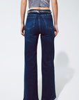 Straight Leg Jeans With Strass Detail in Blue