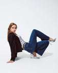 Straight Leg Jeans With Strass Detail in Blue
