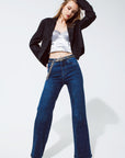 Straight Leg Jeans With Strass Detail in Blue