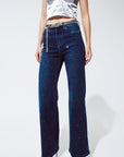 Straight Leg Jeans With Strass Detail in Blue