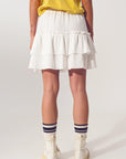 Textured Ruffle Mini Skirt in White