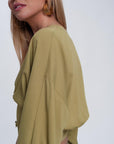 Top With Puff Sleeves in Green - Toi ‘n’ Moi Ltd