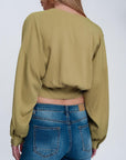 Top With Puff Sleeves in Green - Toi ‘n’ Moi Ltd