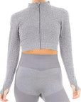 MARL WITH RIB SEAMLESS JACKET GREY L - Toi ‘n’ Moi Ltd