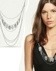 Aquarius Women Silver Leaves Pendant Necklace Jewellery Multi Layer Long Chain - Toi ‘n’ Moi Ltd