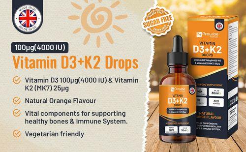 Vitamin D3 4000iu + K2 MK7 25µg Orange Liquid Drops I High Strength 30ml Bottle - Toi ‘n’ Moi Ltd