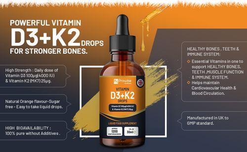 Vitamin D3 4000iu + K2 MK7 25µg Orange Liquid Drops I High Strength 30ml Bottle - Toi ‘n’ Moi Ltd