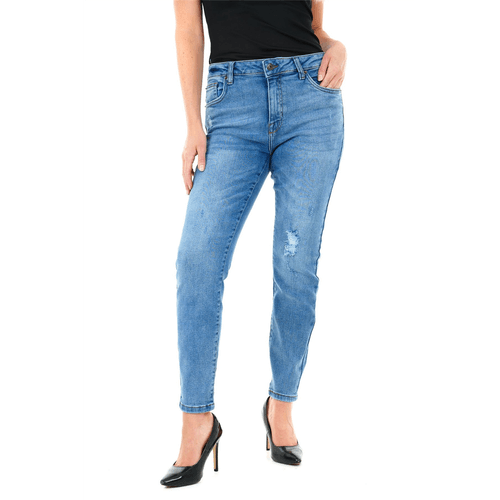 RIP KNEE SKINNY MID BLUE WASH 26 - Toi ‘n’ Moi Ltd