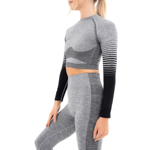 GRADIENT STRIPE SEAMLESS LS TOP GREY - M - Toi ‘n’ Moi Ltd