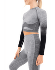 GRADIENT STRIPE SEAMLESS LS TOP GREY - M - Toi ‘n’ Moi Ltd