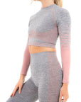 GRADIENT STRIPE SEAMLESS LS TOP GREY - S - Toi ‘n’ Moi Ltd