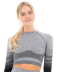 GRADIENT STRIPE SEAMLESS LS TOP GREY - M - Toi ‘n’ Moi Ltd