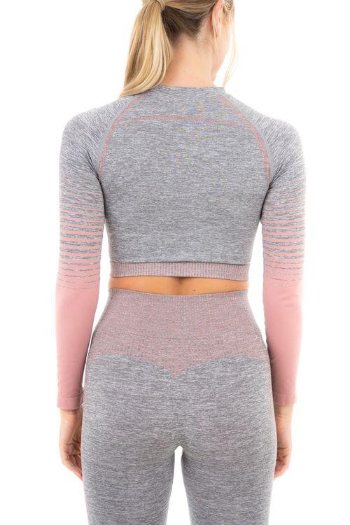 GRADIENT STRIPE SEAMLESS LS TOP GREY - S - Toi ‘n’ Moi Ltd