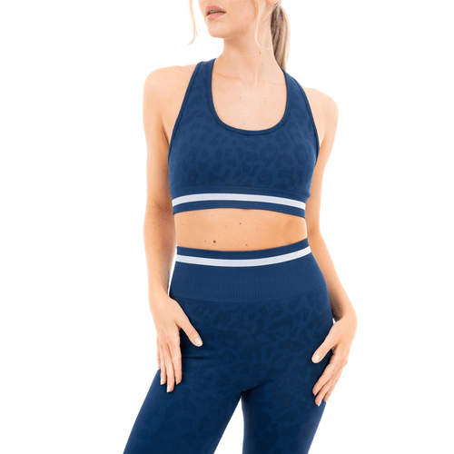 LEOPARD PRINT SEAMLESS BRA NAVY M - Toi ‘n’ Moi Ltd