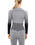 GRADIENT STRIPE SEAMLESS LS TOP GREY - M - Toi ‘n’ Moi Ltd