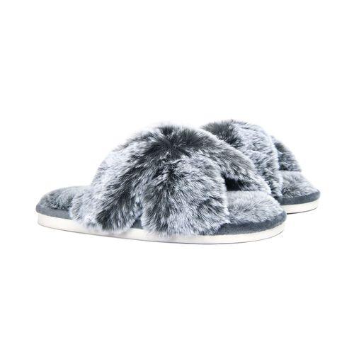 FAUX RAB FUR SLIPPERS S GRY - Toi ‘n’ Moi Ltd