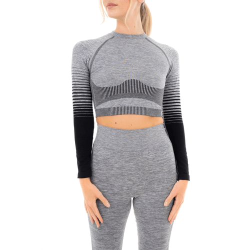 GRADIENT STRIPE SEAMLESS LS TOP GREY - M - Toi ‘n’ Moi Ltd