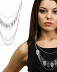 Aquarius Women Silver Leaves Pendant Necklace Jewellery Multi Layer Long Chain - Toi ‘n’ Moi Ltd