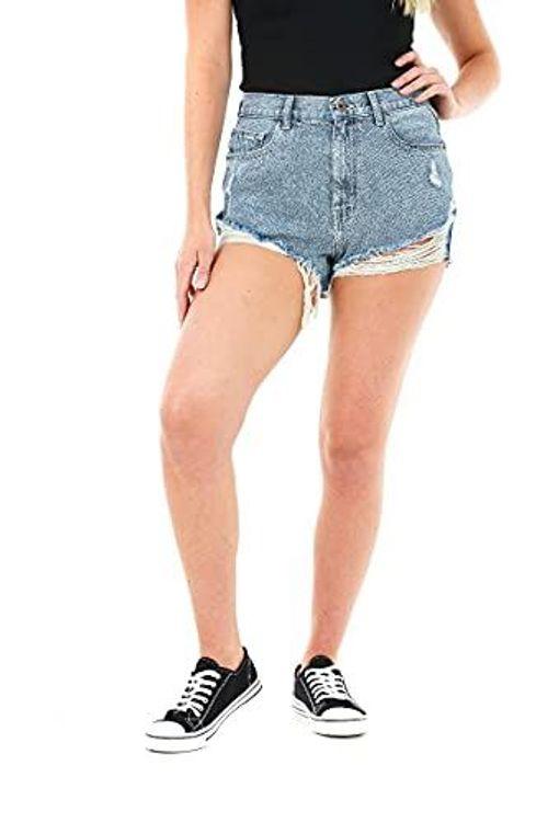 LADIES DISTRESS DENIM SHORT ICEBLUE 14 - Toi ‘n’ Moi Ltd