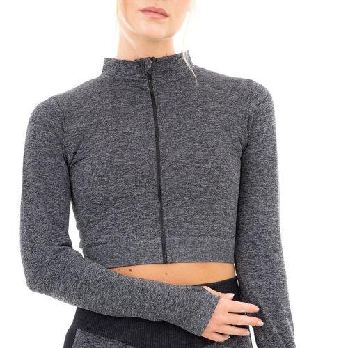 MARL WITH RIB SEAMLESS JACKET BLACK L - Toi ‘n’ Moi Ltd