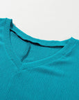 Bright Pink Textured V Neck Bubble Hem Plus Top - Toi ‘n’ Moi Ltd