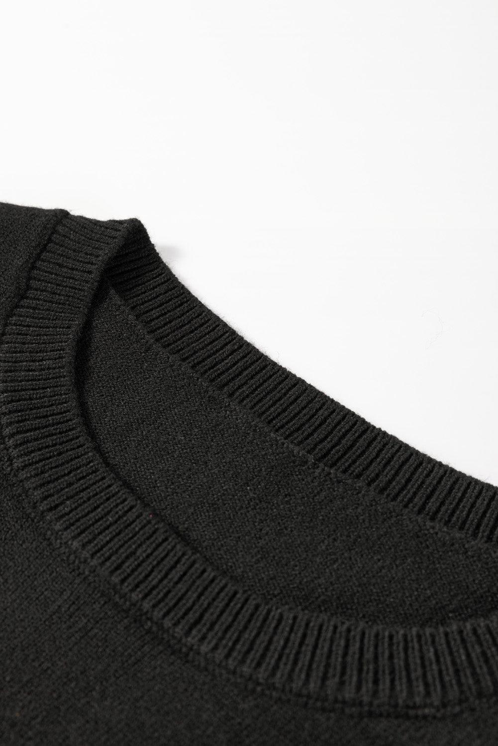 Black Tinsel Merry &amp; Bright Round Neck Plus Size Sweater - Toi ‘n’ Moi Ltd