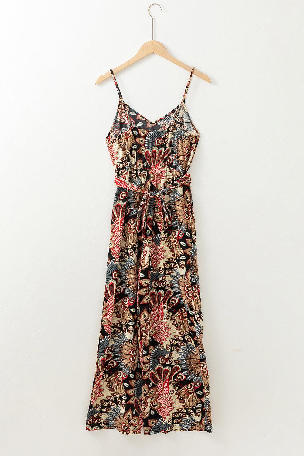 Black Boho Belted Sleeveless Wide Leg Jumpsuit - Toi ‘n’ Moi Ltd