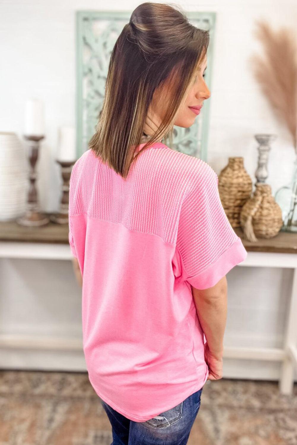 Bonbon Corded Patchwork Pocketed Plus Size T Shirt - Toi ‘n’ Moi Ltd