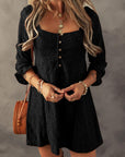 Black Lace Crochet Buttoned Square Neck Shift Mini Dress - Toi ‘n’ Moi Ltd