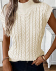 Gilet pull col montant en tricot torsadé à l'avoine