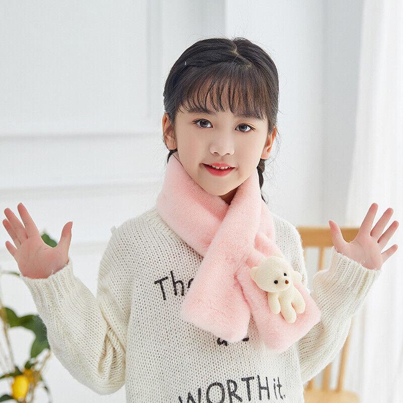 Fur Plush Thicken Kids Gift Plush Scarf Warm Bib Bear Cross Scarf Neckerchief UK - Toi ‘n’ Moi Ltd