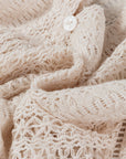 White Lace Hollow out Puff Sleeve Button up Shirt