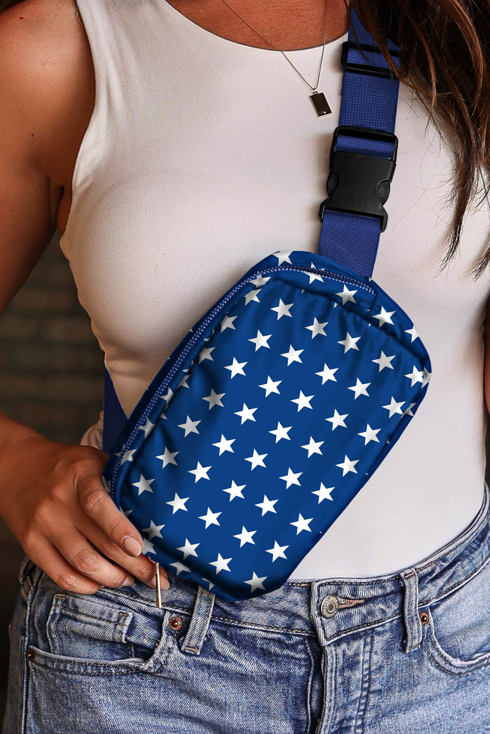 Bluing Independent Day Flag Star Printed Crossbody Bag - Toi ‘n’ Moi Ltd