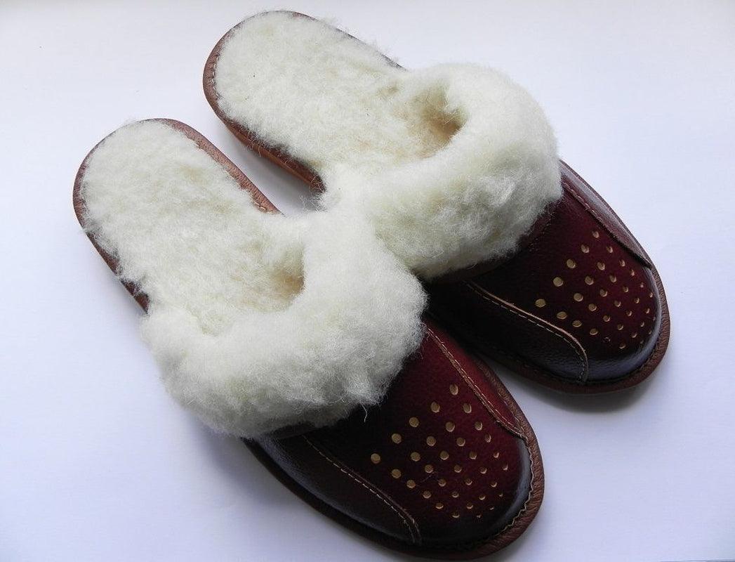 Women`S/Ladies Winter Slippers 100% Natural Leather&Sheepw - Toi ‘n’ Moi Ltd