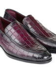 Paul Parkman Croco Textured Leather Loafer Purple (ID